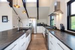 Fully equipped kitchen with stainless steel appliances